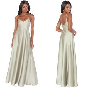 Show Me Your Mumu Faith Maxi Dress Moss Green Luxe Satin Small